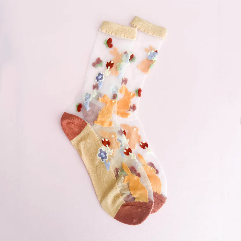 Leo + Lee Glass Socks-Woodland Bunny