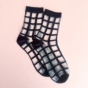 Leo + Lee Glass Socks -Window Pane Sheer/Black