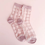 Leo + Lee Glass Socks-Window Pane Sheer/Blush