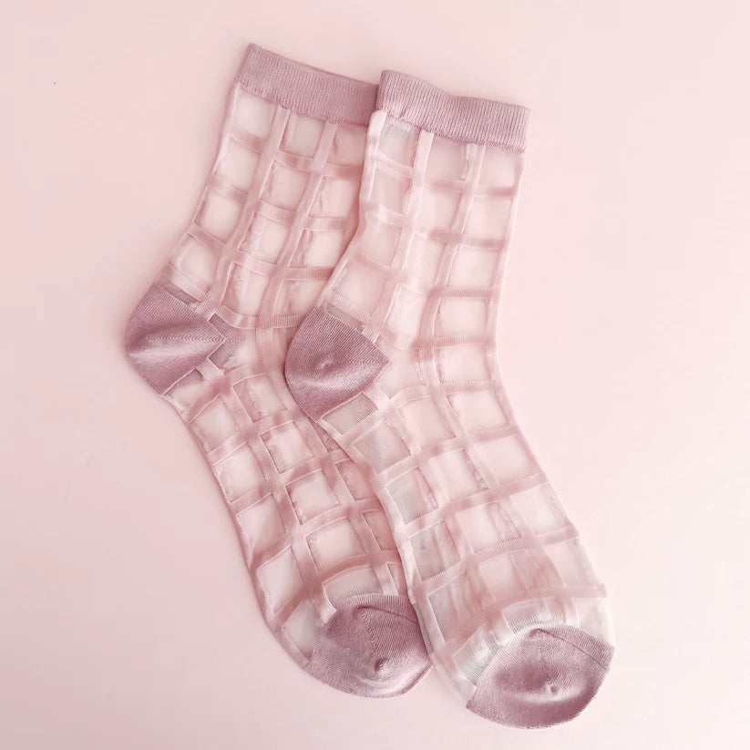 Leo + Lee Glass Socks-Window Pane Sheer/Blush