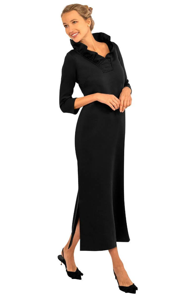 Ruffneck Maxi Dress -Solid Black