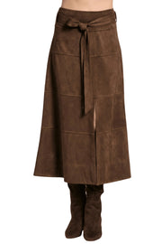 APNY Vegan Suede Skirt-Chocolate Brown