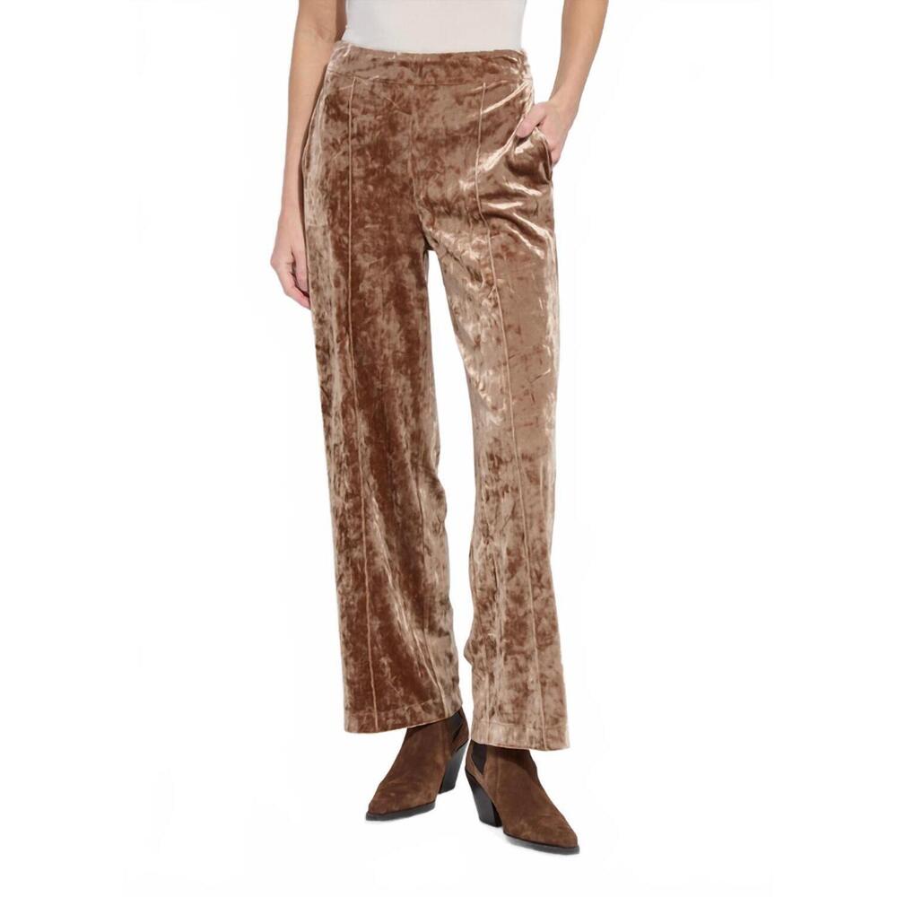 Lysse Shay Crushed St Velvet Suit Pant-Lux Camel