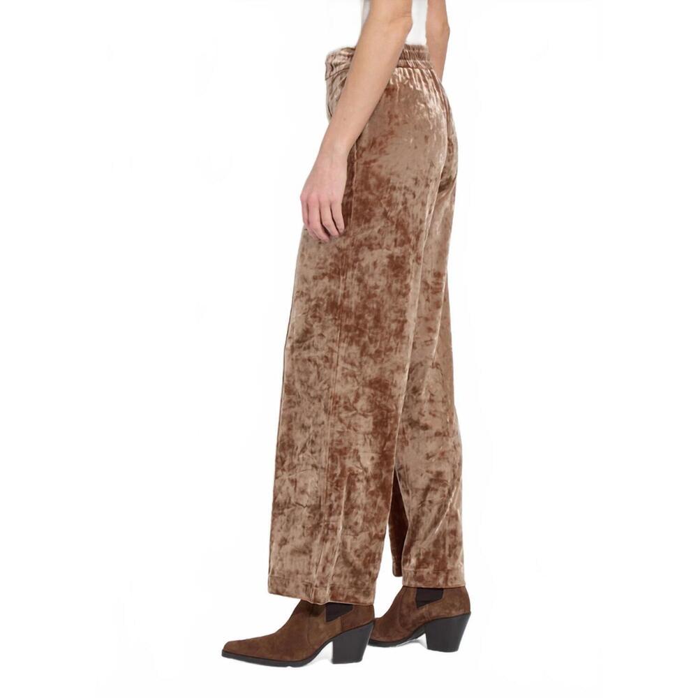 Lysse Shay Crushed St Velvet Suit Pant-Lux Camel