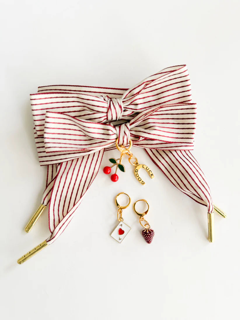 Leo + Lee Heritage Stripe Charm Lace Set-Vintage Red/Cream
