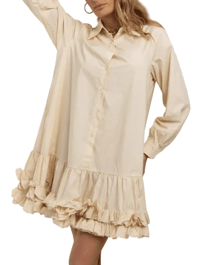 Cecelia New York Rachael Shirt Dress -Beige