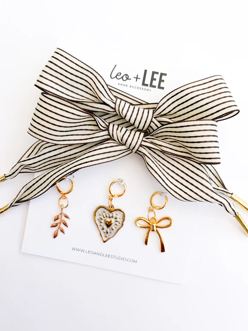Leo + Lee Heritage Stripe Charm Lace Set-Vintage Brown/Cream